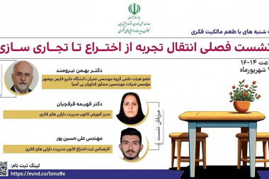 نشست تخصصی مالکیت فکری با موضوع &quot;انتقال تجربه از اختراع تا تجاری‌سازی&quot; در تاریخ ۲۵ شهریورماه ۱۴۰۴